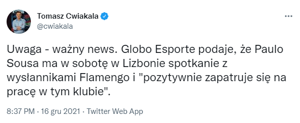 BOMBA! Paulo Sousa ma spotkać się z przedstawicielami KLUBU W SPRAWIE PRACY!